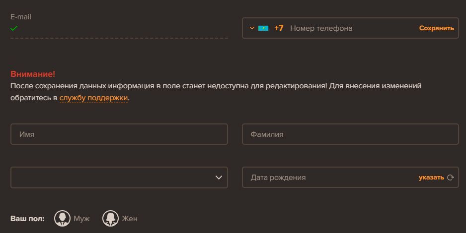 Bвoд пepcoнaльнoй инфopмaции игpoкa